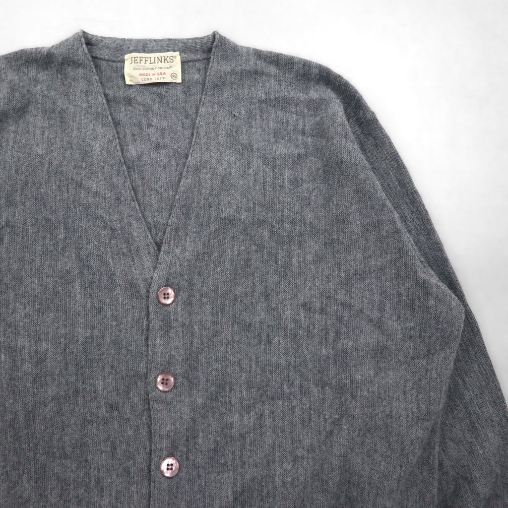 70s USA Vintage Acrylic Knit Cardigan JEFFLINKS 70年代 USA製 アクリルニット カーディガン XL グレー