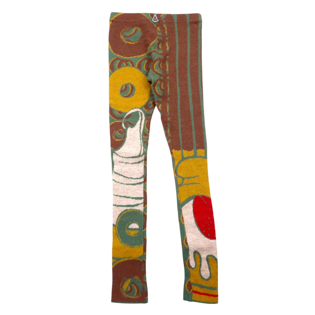 MASH Wool Leggings Tights S Brown Green All-over Pattern MS-0809WS-02C Made in Japan