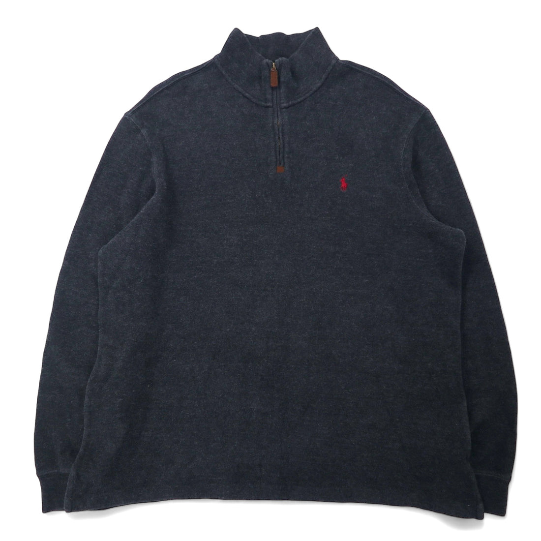 日本然リトテ-古着オンライン-POLO RALPH LAUREN ハーフジップ スウェット XL グレー コットン スモールポニー 刺繍-POLO RALPH LAUREN Half Zip Sweatshirt XL Gray Cotton Small Pony Embroidery