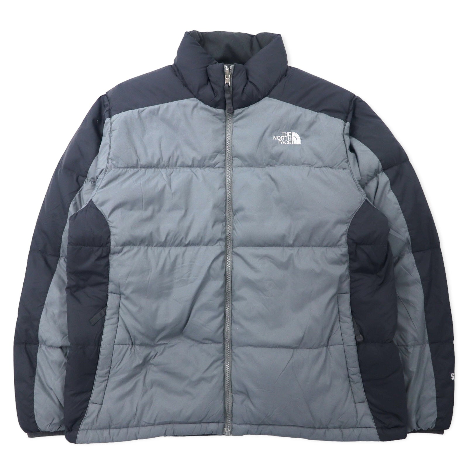 日本然リトテ-古着オンライン-THE NORTH FACE ヌプシ ダウンジャケット 550フィルパワー L グレー ナイロン ロゴ刺繍-THE NORTH FACE Nupushi Puffer Jacket 550 Phil Power L Gray Nylon Logo Embroidery