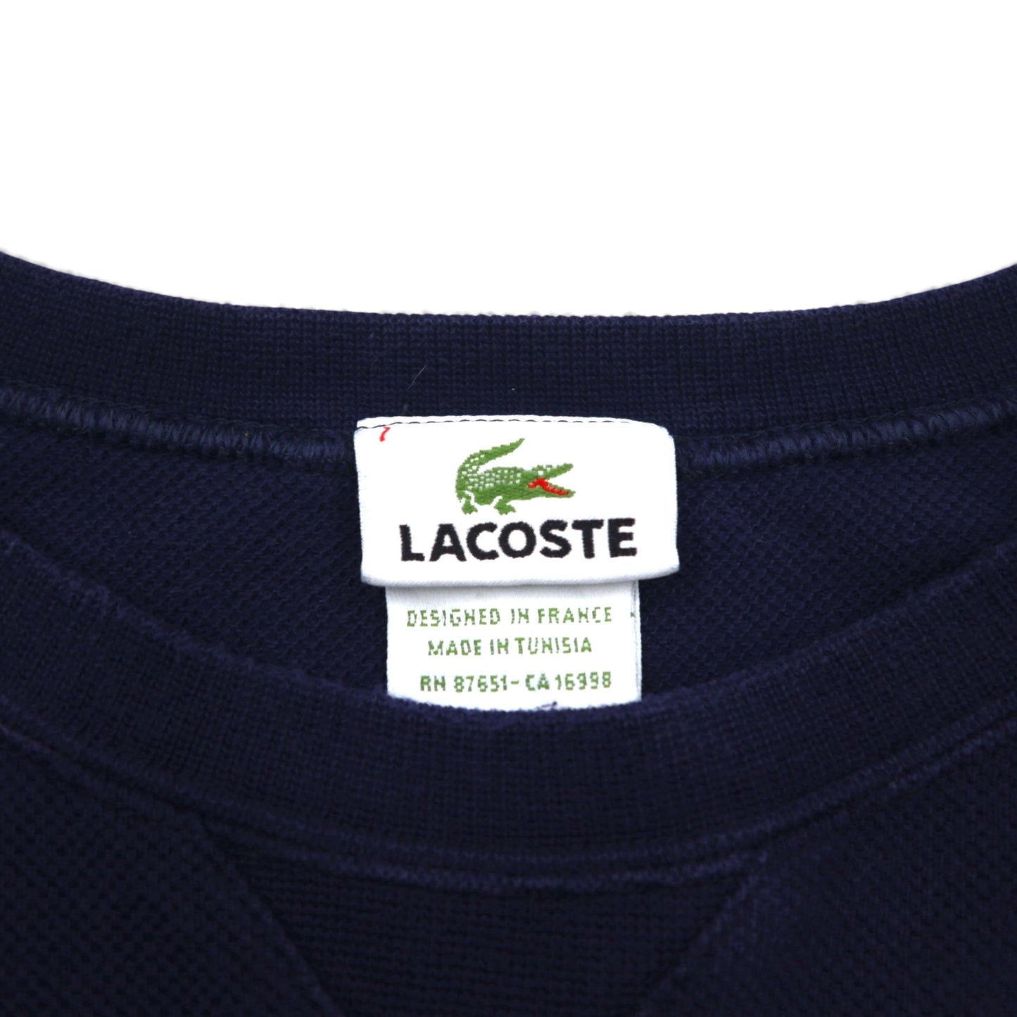 LACOSTE Pique Front V Sweatshirt, Size L, Navy, F5191, Designed in France