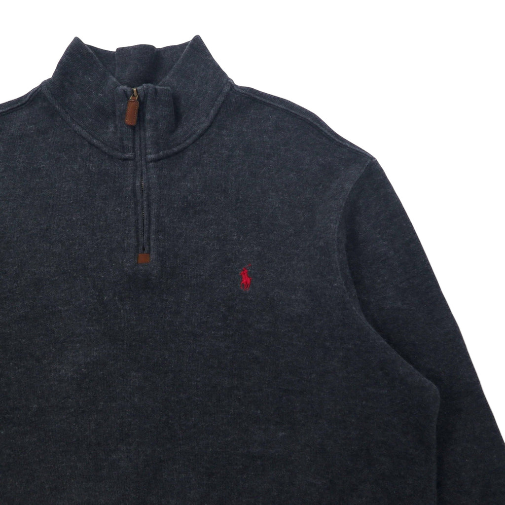 POLO RALPH LAUREN Half-Zip Sweatshirt, XL, Grey, Cotton, Small Pony Embroidery