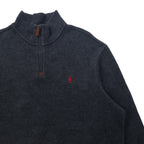 POLO RALPH LAUREN Half-Zip Sweatshirt, XL, Grey, Cotton, Small Pony Embroidery