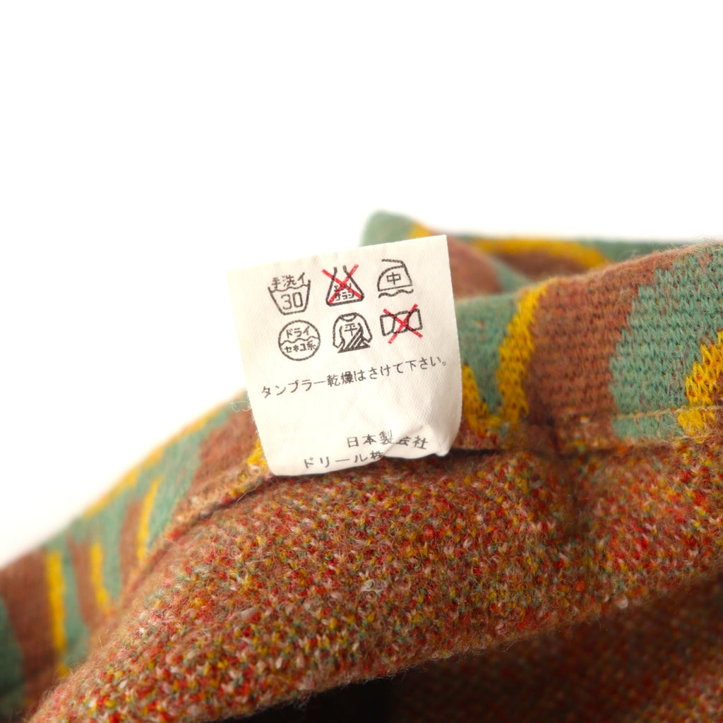 MASH Wool Leggings Tights S Brown Green All-over Pattern MS-0809WS-02C Made in Japan