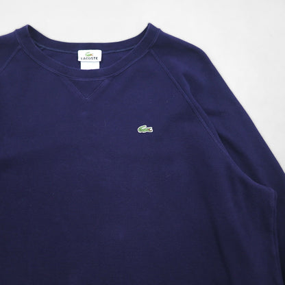 LACOSTE Pique Front V Sweatshirt, Size L, Navy, F5191, Designed in France