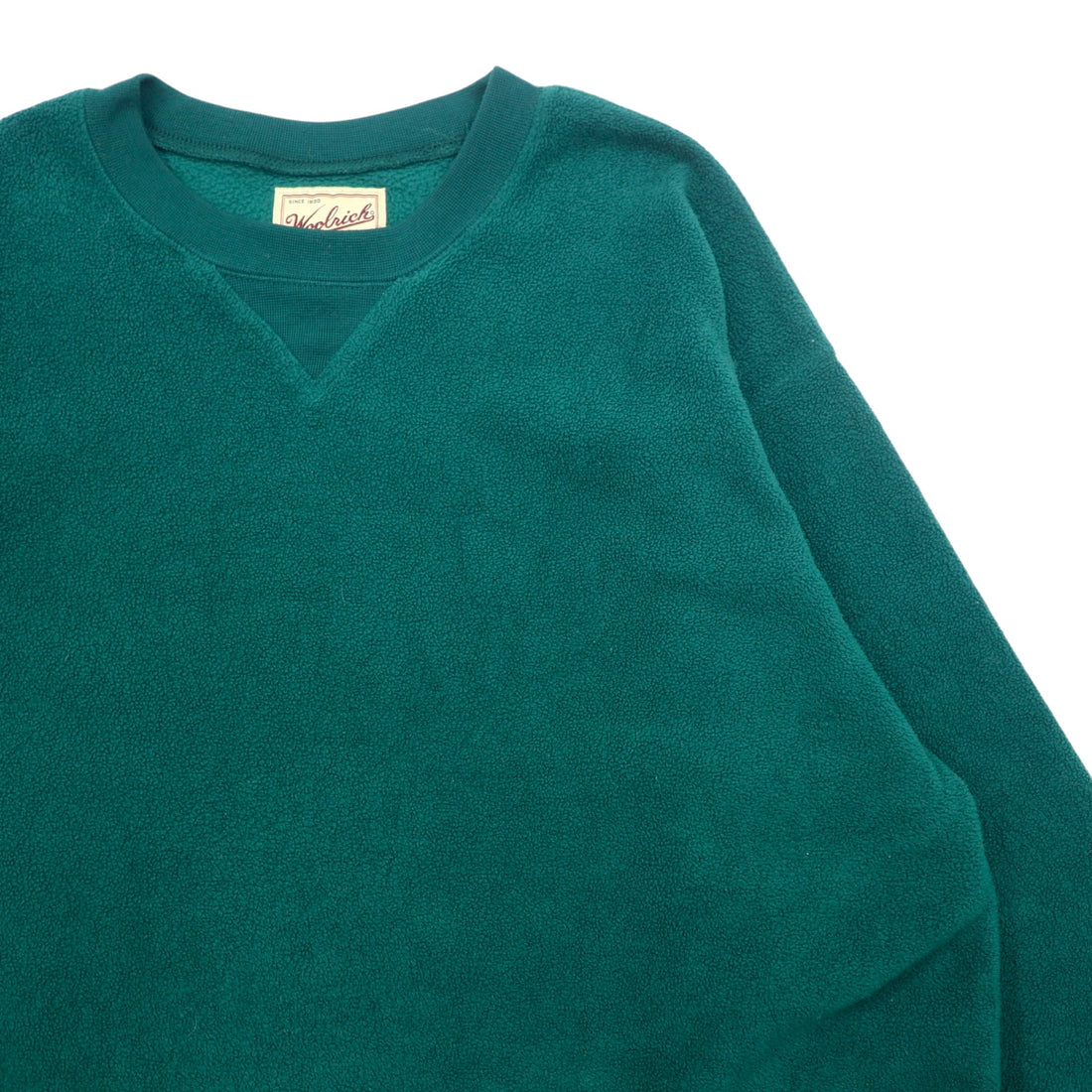 Woolrich 90s fleece sweatshirt, large, green, polyester, front V-neck