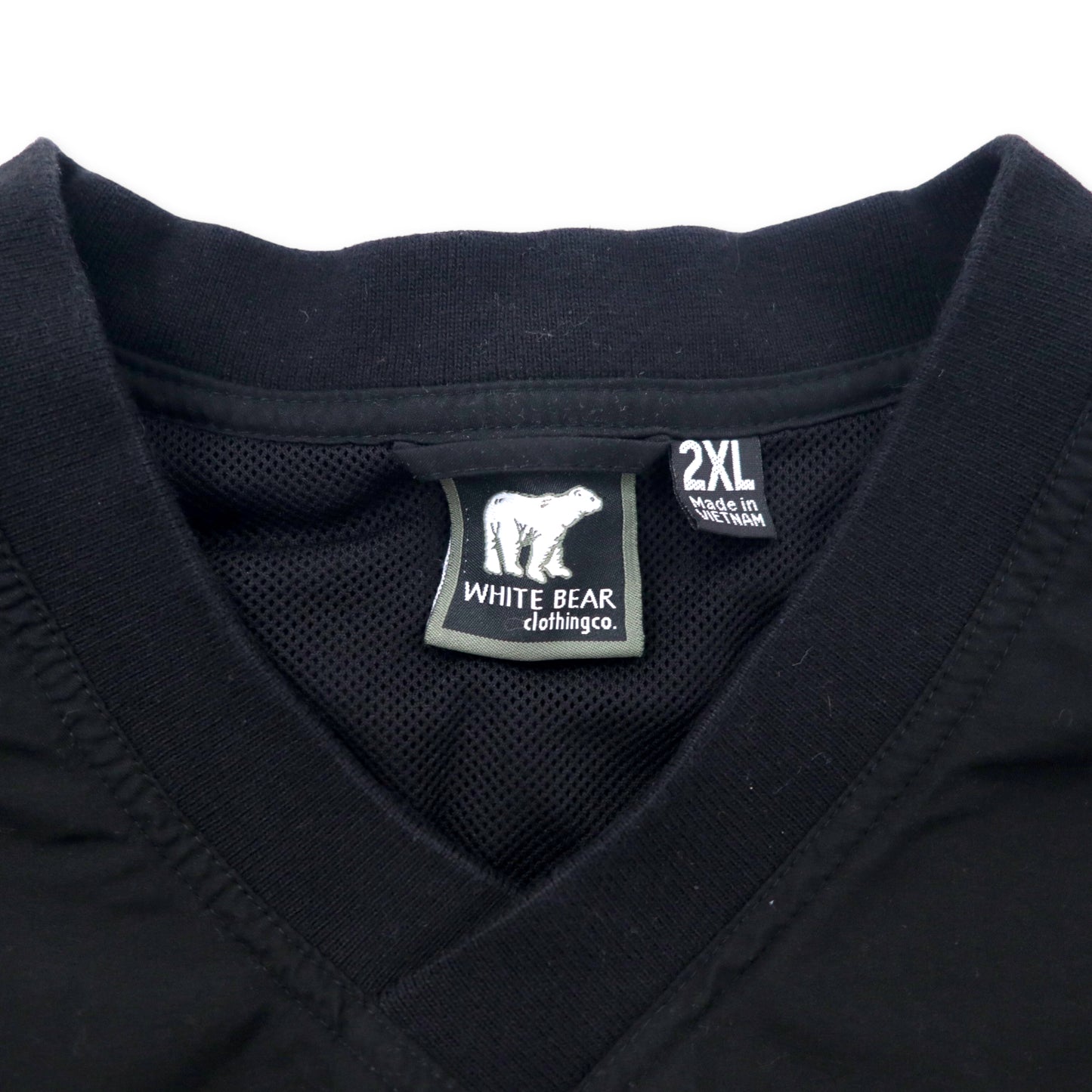 WHITE BEAR clothing co. ピステ プルオーバー ナイロンジャケット 2XL ブラック ポリエステル メッシュライナー US企業 POET 刺繍 ビッグサイズ