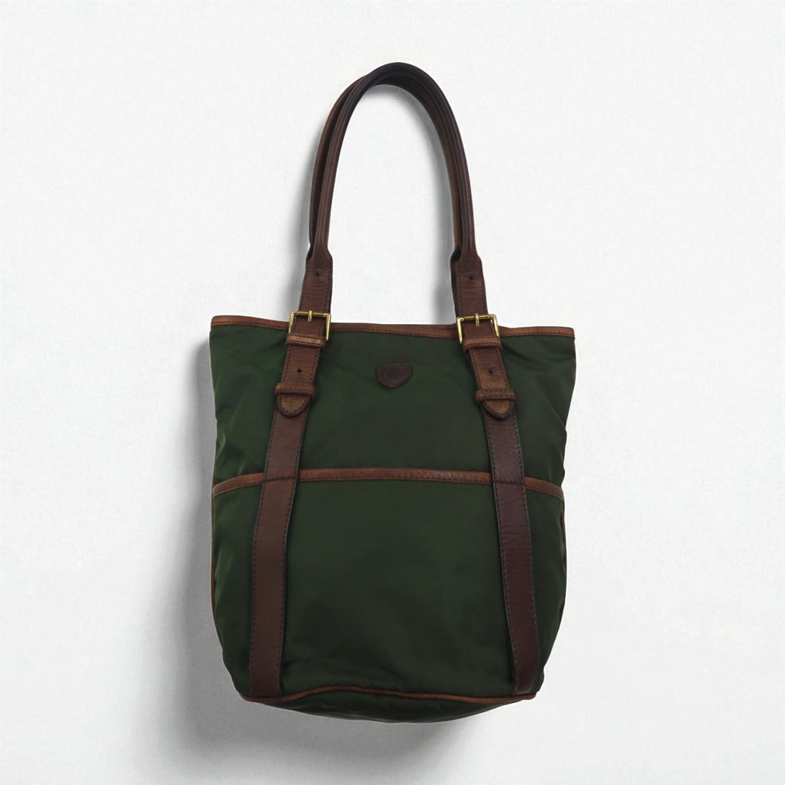 Felisi Leather-trimmed Nylon Tote Bag, Khaki, 05-57, Made in Italy