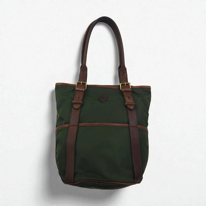 Felisi Leather-trimmed Nylon Tote Bag, Khaki, 05-57, Made in Italy