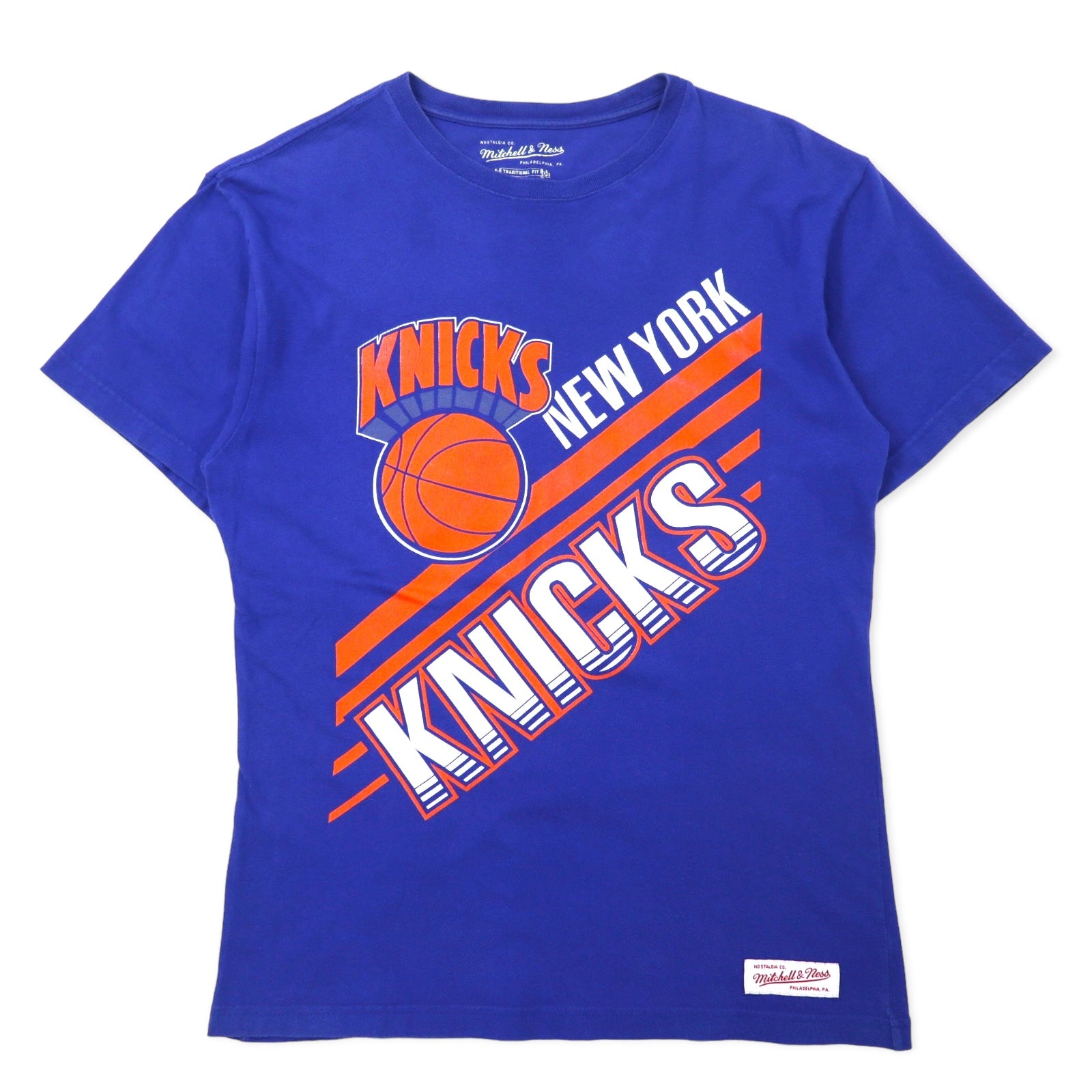 日本然リトテ-古着オンライン-mitchell & ness NBA プリント Tシャツ L ブルー コットン NEWYORK KNICKS-mitchell & ness NBA Print T-Shirt L Blue Cotton NEWYORK KNICKS