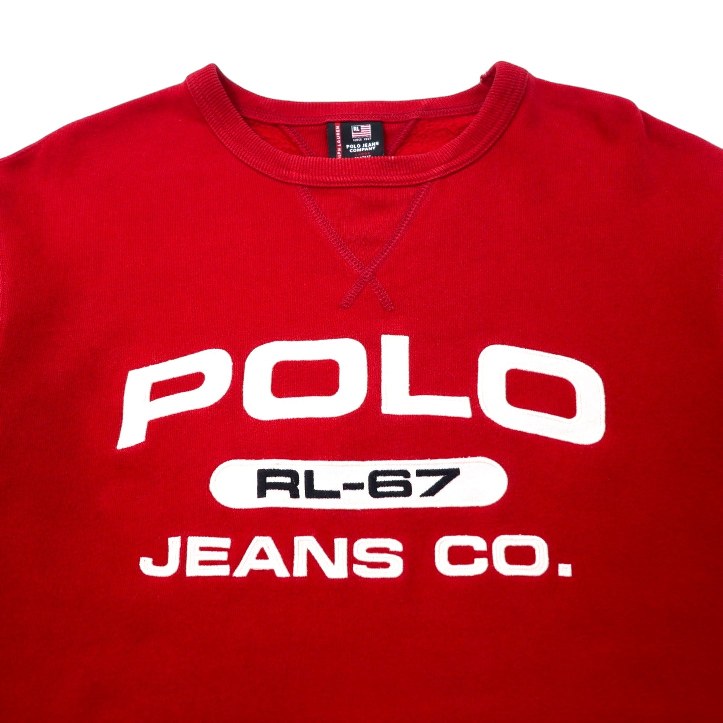 POLO JEANS COMPANY RALPH LAUREN 90年代 スウェット L レッド コットン 裏起毛 ビッグサイズ