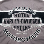 HARLEY DAVIDSON 半袖 ワークシャツ L グレー ブラック バックロゴ刺繍