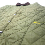Barbour England Quilted Jacket L Khaki Nylon Collar Corduroy