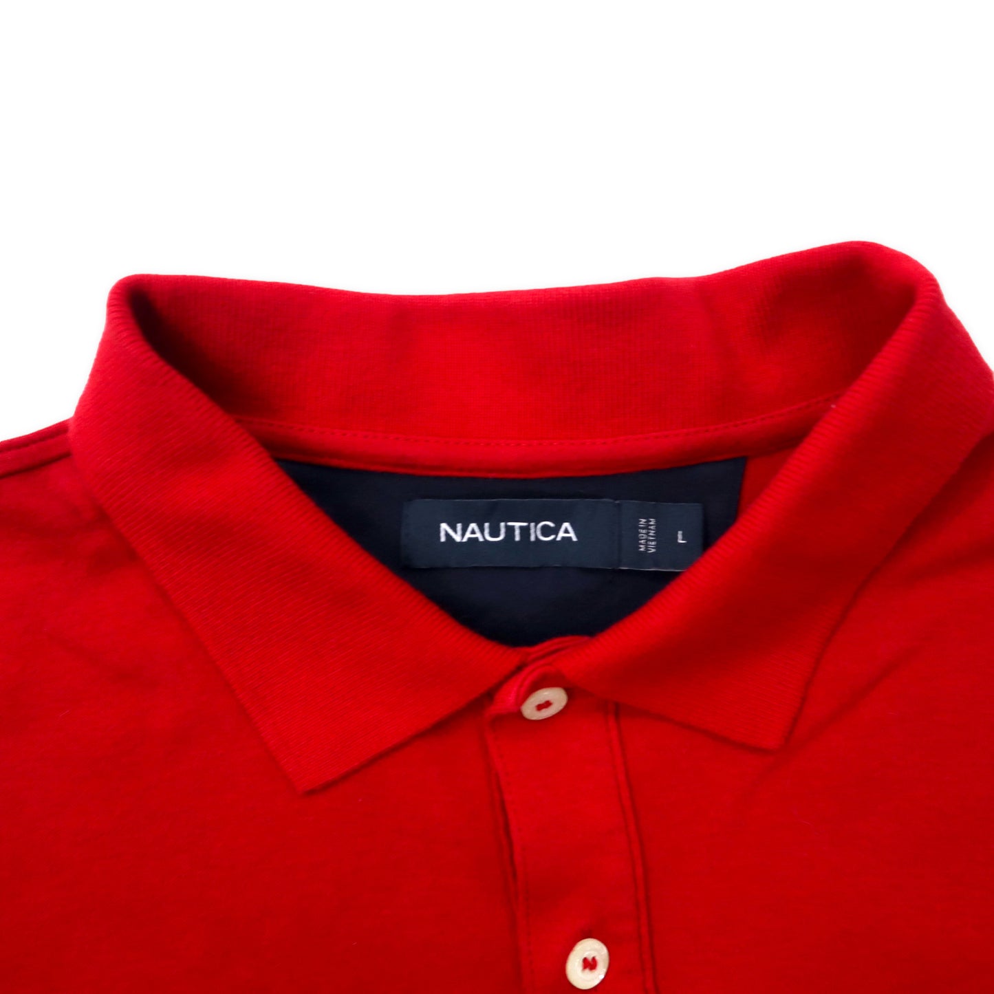 NAUTICA ポロシャツ L レッド コットン ワンポイントロゴ