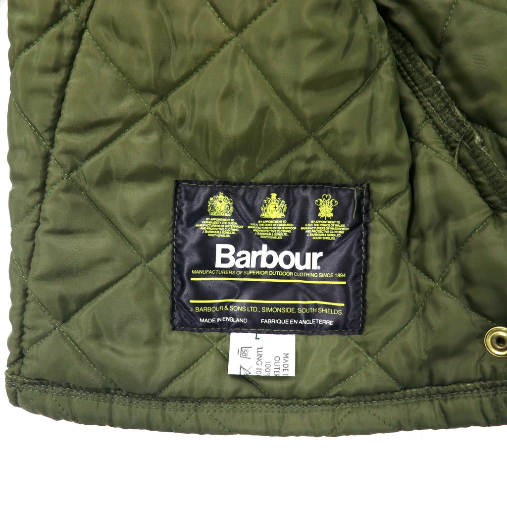 Barbour England Quilted Jacket L Khaki Nylon Collar Corduroy