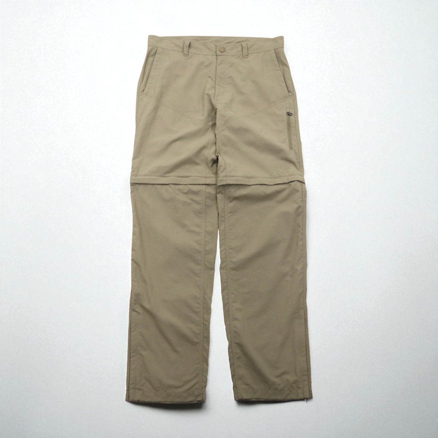 THE NORTH FACE Outdoor 2-Way Convertible Cargo Shorts, Size L, Beige, Waterproof Ripstop, Zippered Hem, Slit, A3YH, US Design