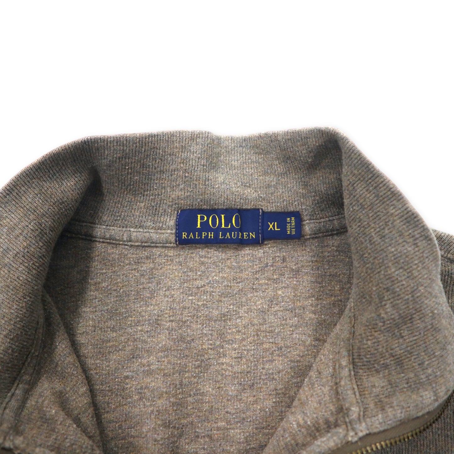 POLO RALPH LAUREN ハーフジップ ニット セーター XL カーキ コットン スモールポニー刺繍