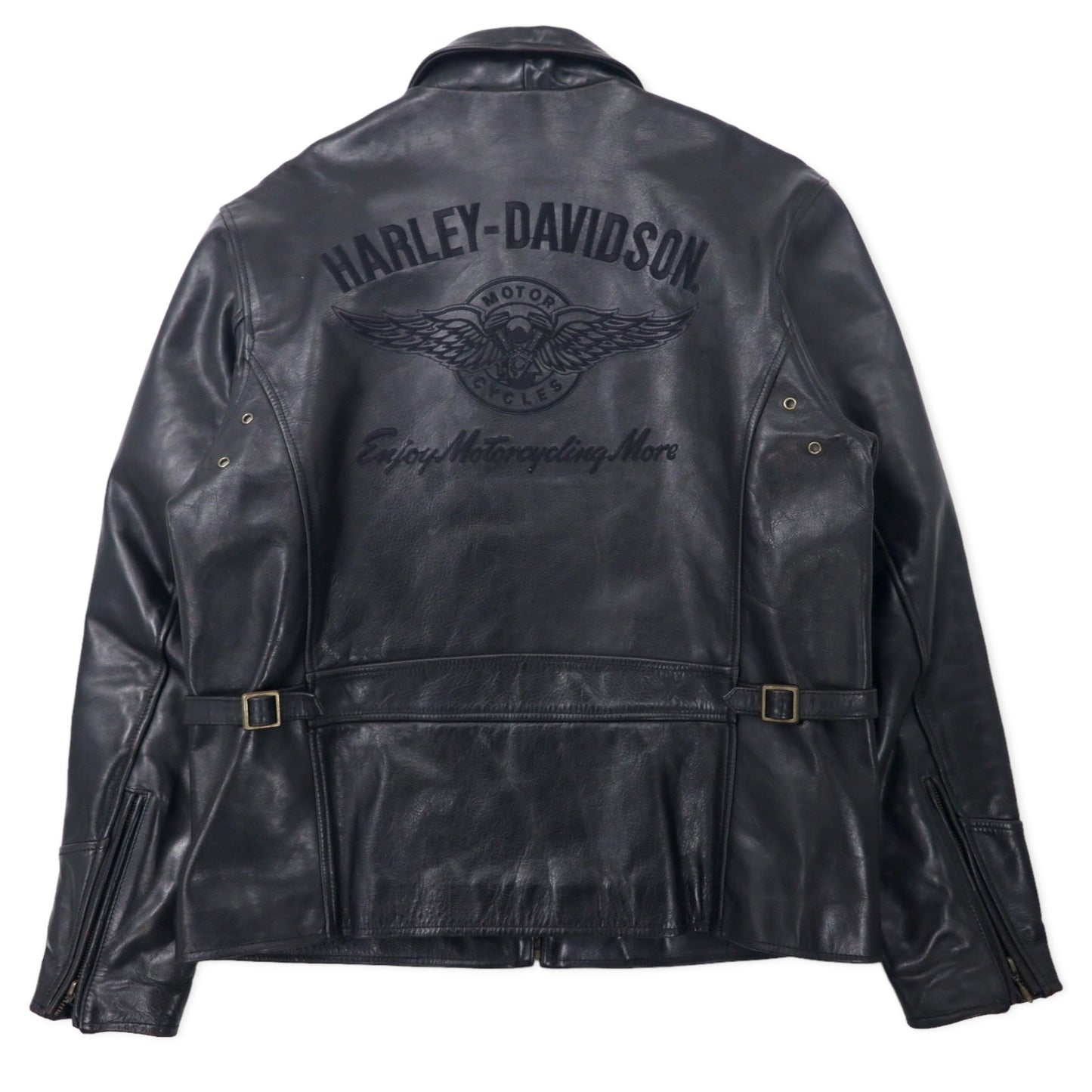 HARLEY DAVIDSON シングル ライダースジャケット レザージャケット L ブラック キルティングライナー バックロゴ刺繍