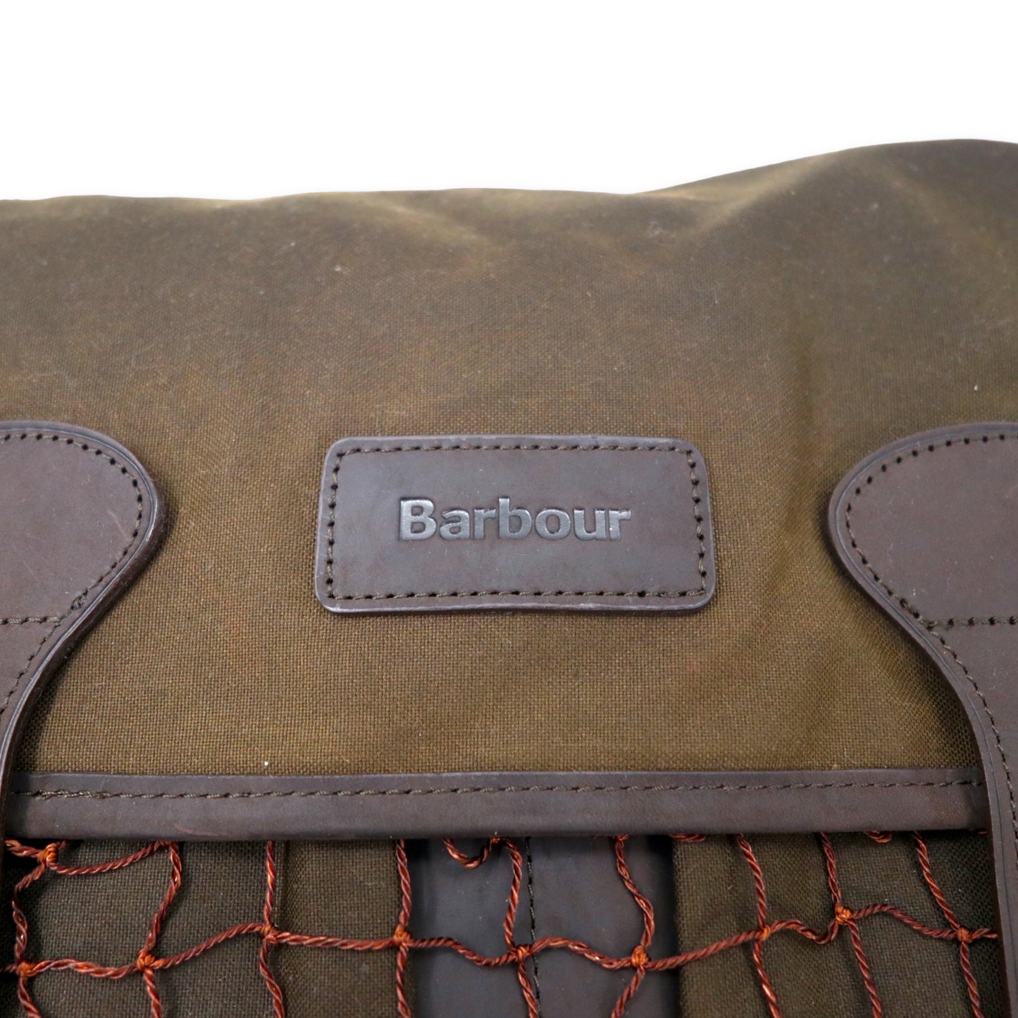 BARBOUR Fishing Bag Oiled Shoulder Bag Brown Cotton Leather Net