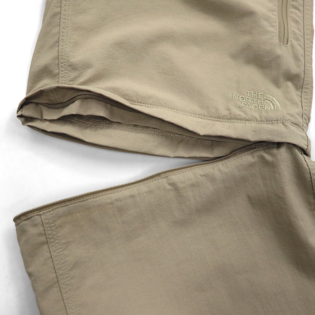 THE NORTH FACE アウトドア 2WAY コンバーチブル カーゴパンツ ショートパンツ L ベージュ 防水 リップストップ 裾ジップ スリット A3YH US企画