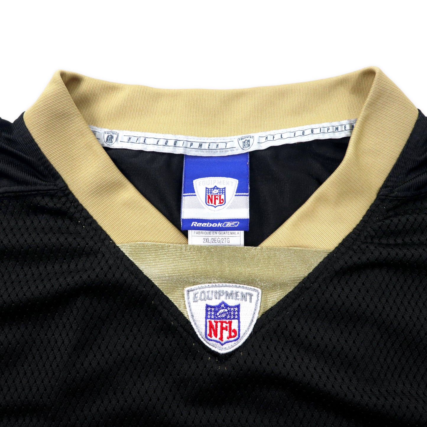 Reebok NFL ゲームシャツ 2XL ブラック ナイロン メッシュ New Orleans Saints BUSH ナンバリング ビッグサイズ