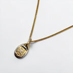 CELINE ヴィンテージ トリオンフ チェーン ネックレス ペンダント K18GF ゴールド マカダム ロゴ オーバル プレート