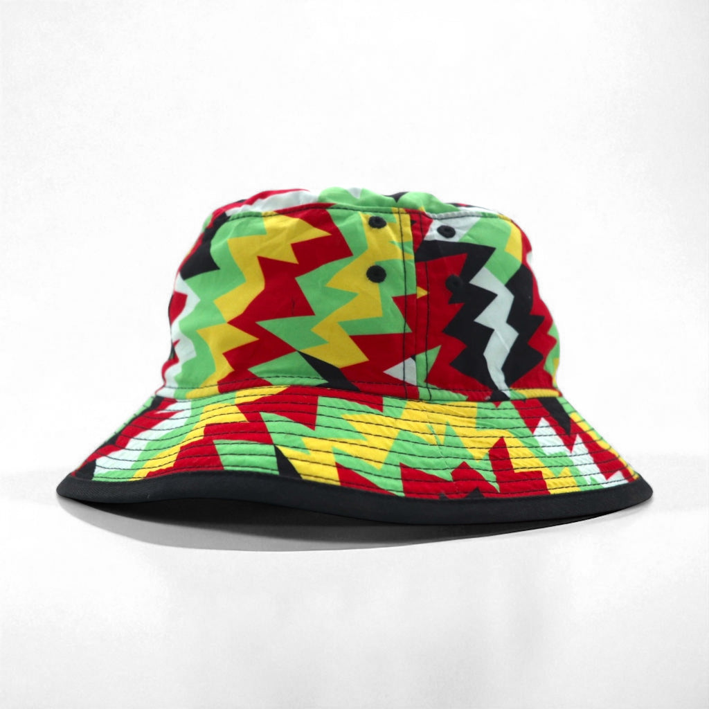 JORDAN BRAND (NIKE) Geometric Bucket Hat in Rasta Colors, Multicolor, Jumpman 776312-657