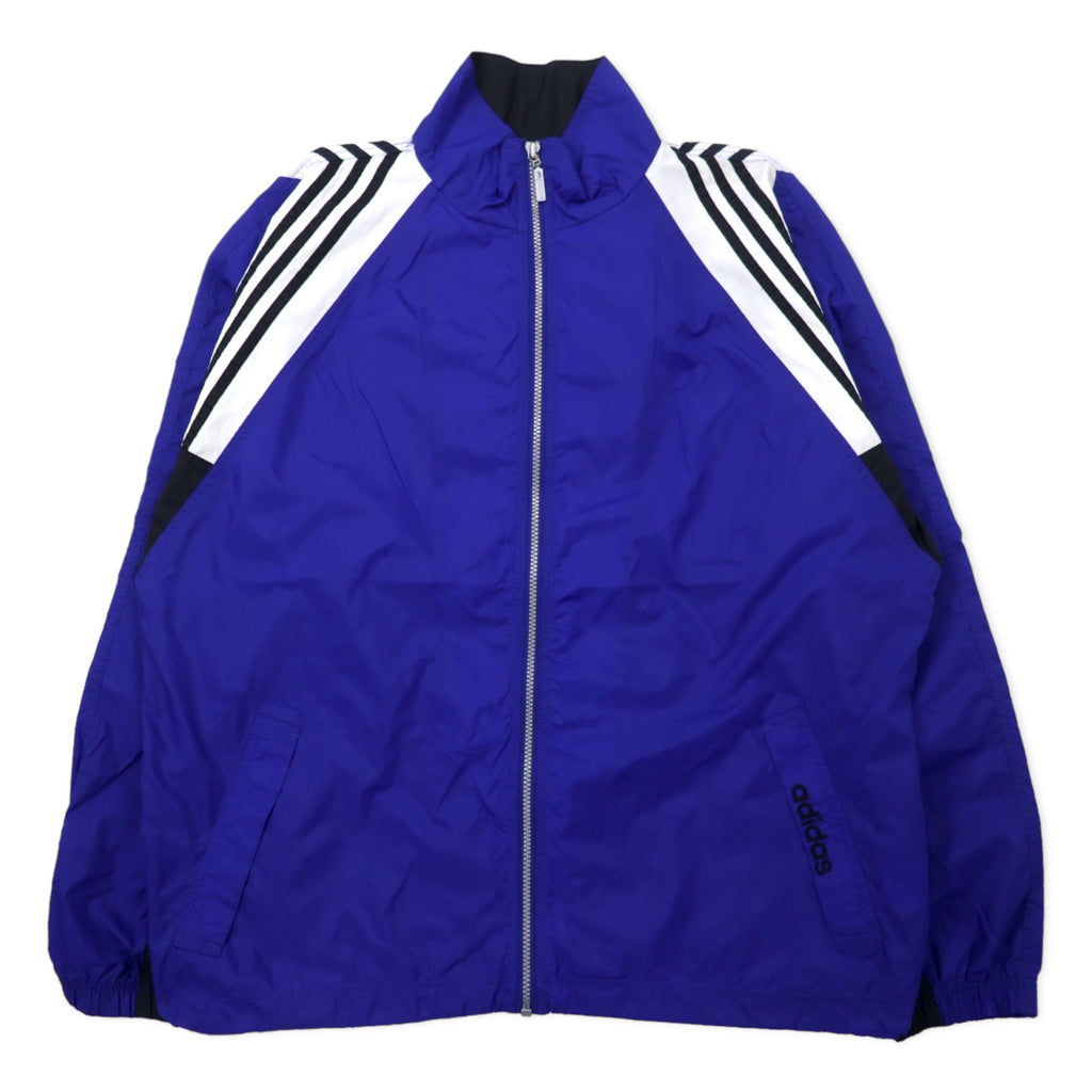日本然リトテ-古着オンライン-adidas 90年代 ナイロンジャケット L ブルー 3ストライプス 国旗タグ ビッグサイズ-adidas 90's Windbreaker L Blue 3 Striped Flag Tag Big Size