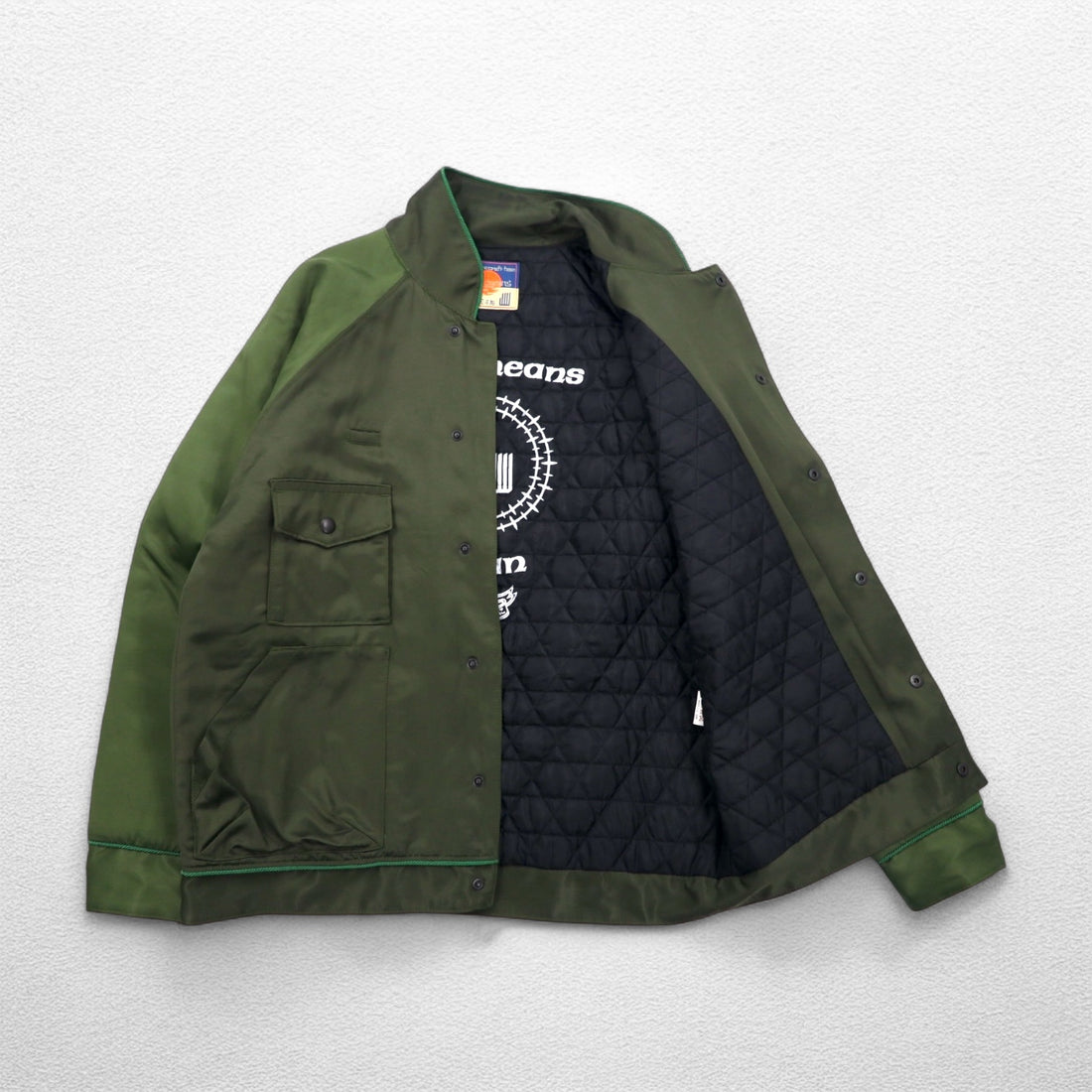 blackmeans Impermanence of All Things Souvenir Jacket Sukajan L Khaki Rayon Padding PANTA RHEI Made in Japan