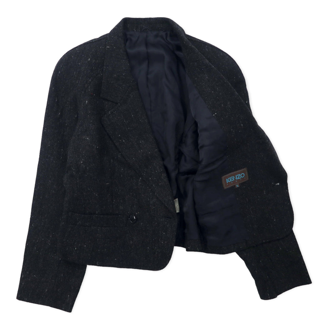 KENZO Double Tweed Tailored Jacket M Gray Wool Old Made in Japan
