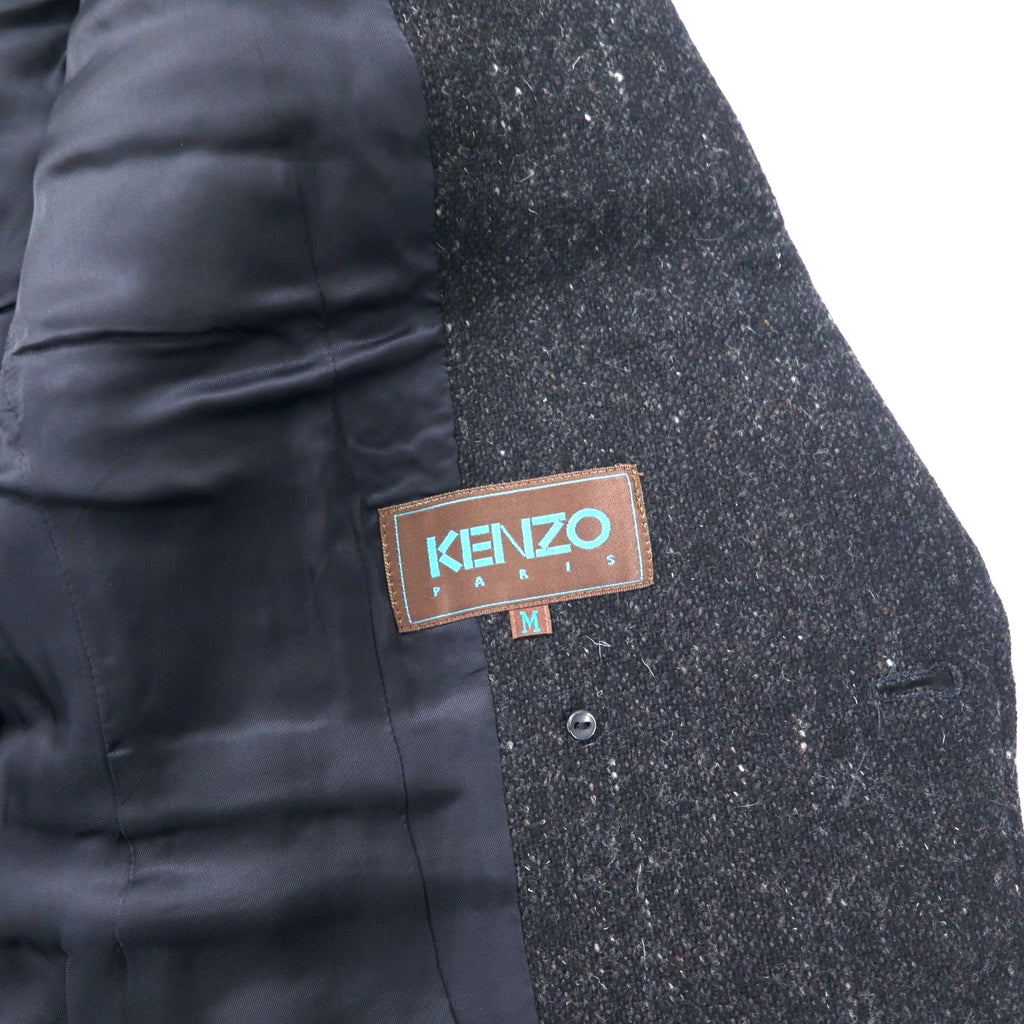 KENZO Double Tweed Tailored Jacket M Gray Wool Old Made in Japan