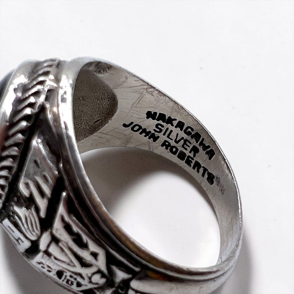 70年代 NAKAGAWA JOHN ROBERTS ヴィンテージ カレッジリング ブラックオニキス ピンキーリング 指輪 7号 シルバー 中川ジョンロバーツ 1978