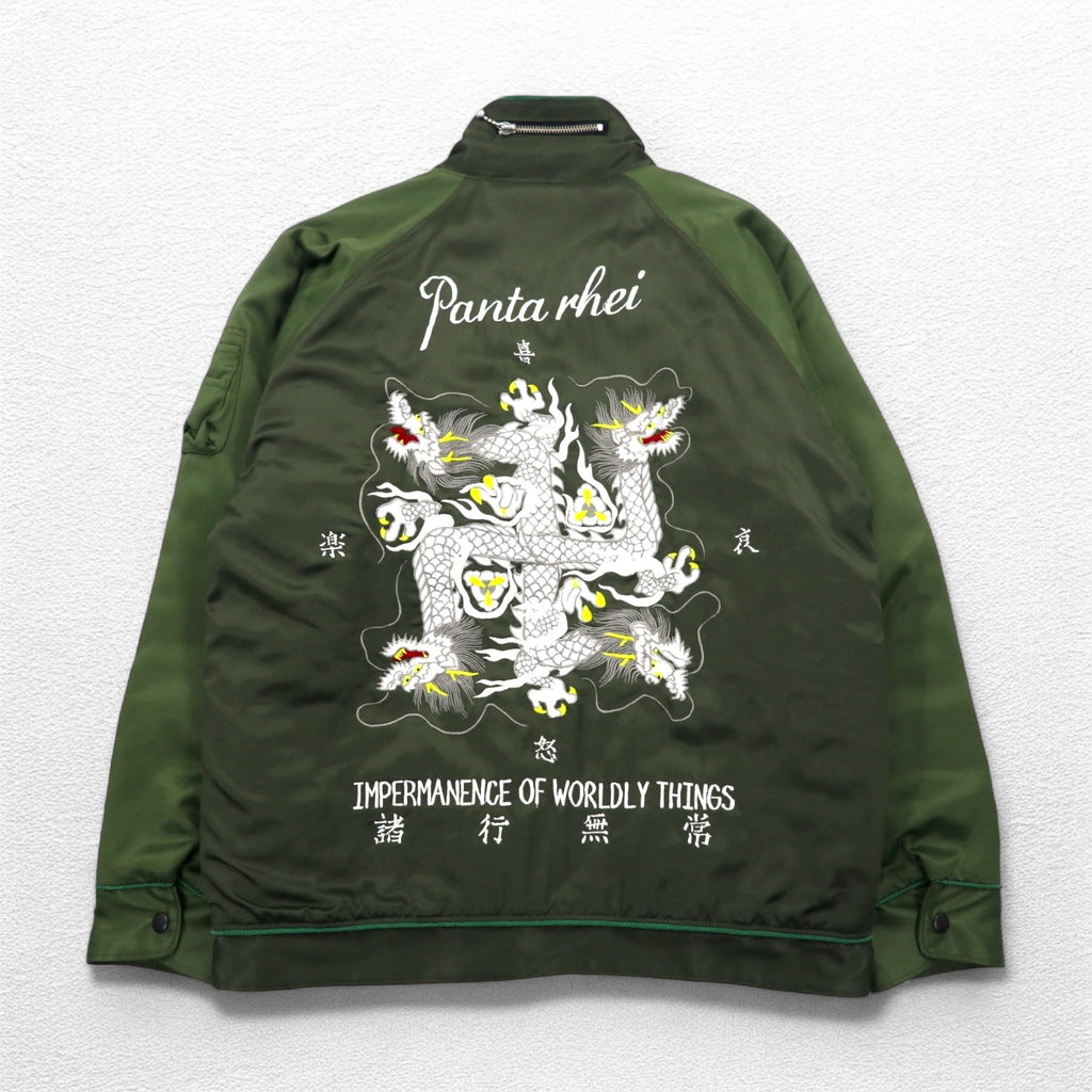 blackmeans Impermanence of All Things Souvenir Jacket Sukajan L Khaki Rayon Padding PANTA RHEI Made in Japan
