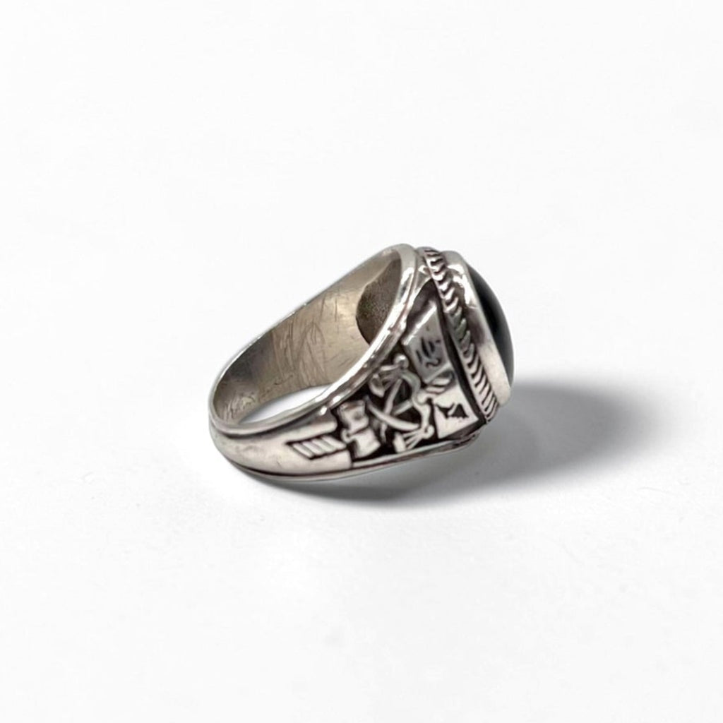 70年代 NAKAGAWA JOHN ROBERTS ヴィンテージ カレッジリング ブラックオニキス ピンキーリング 指輪 7号 シルバー 中川ジョンロバーツ 1978