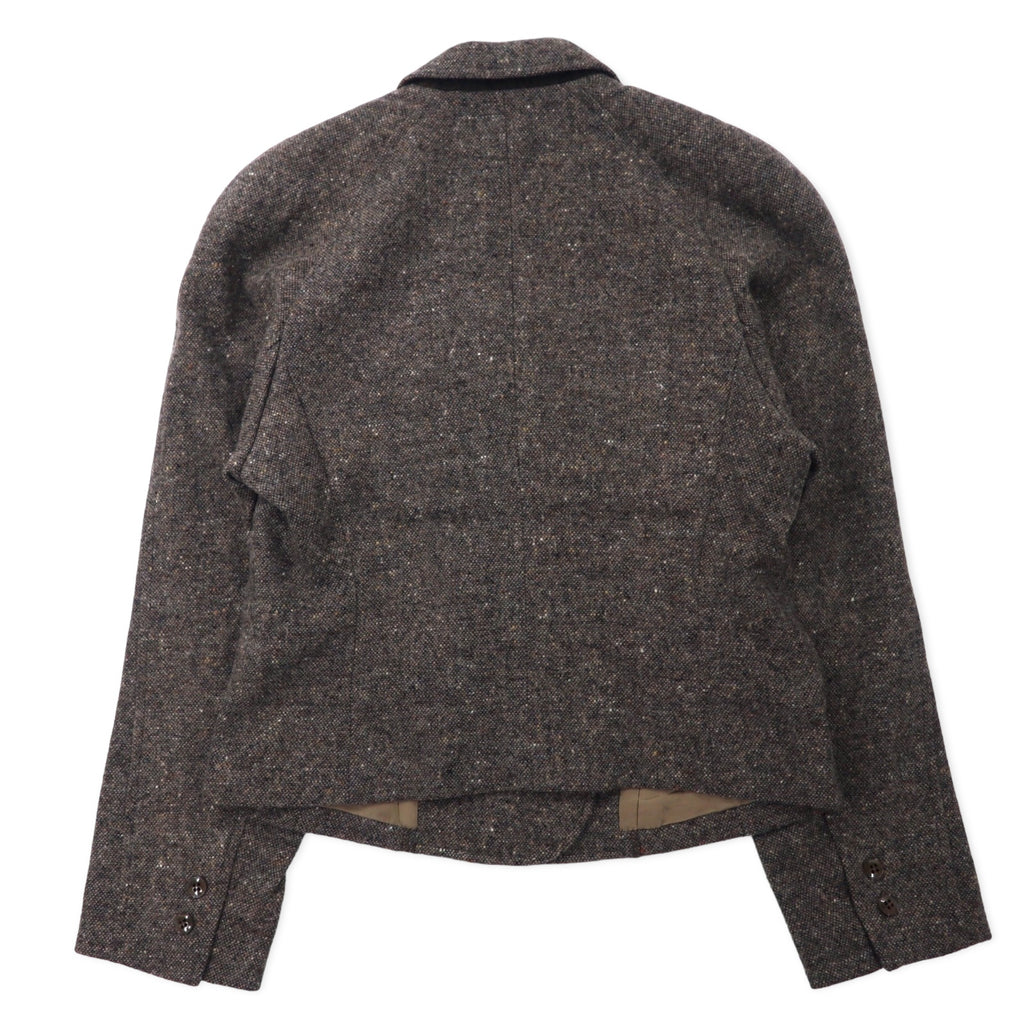 KENZO Double Tweed Tailored Jacket M Brown Wool Old Made in Japan