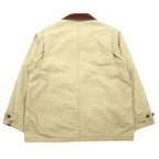 LANDS' END 90s Corduroy Collar Hunting Jacket Chore Coat Coverall L Beige Cotton Check Lining