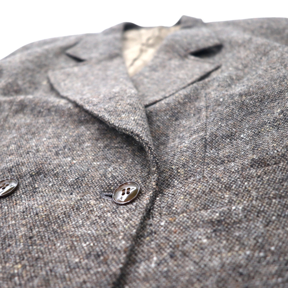 KENZO Double Tweed Tailored Jacket M Brown Wool Old Made in Japan