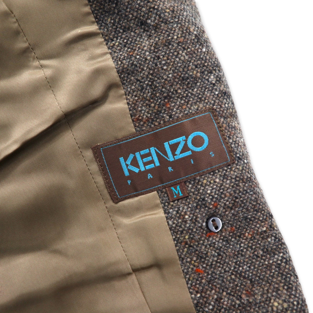 KENZO Double Tweed Tailored Jacket M Brown Wool Old Made in Japan