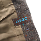KENZO Double Tweed Tailored Jacket M Brown Wool Old Made in Japan