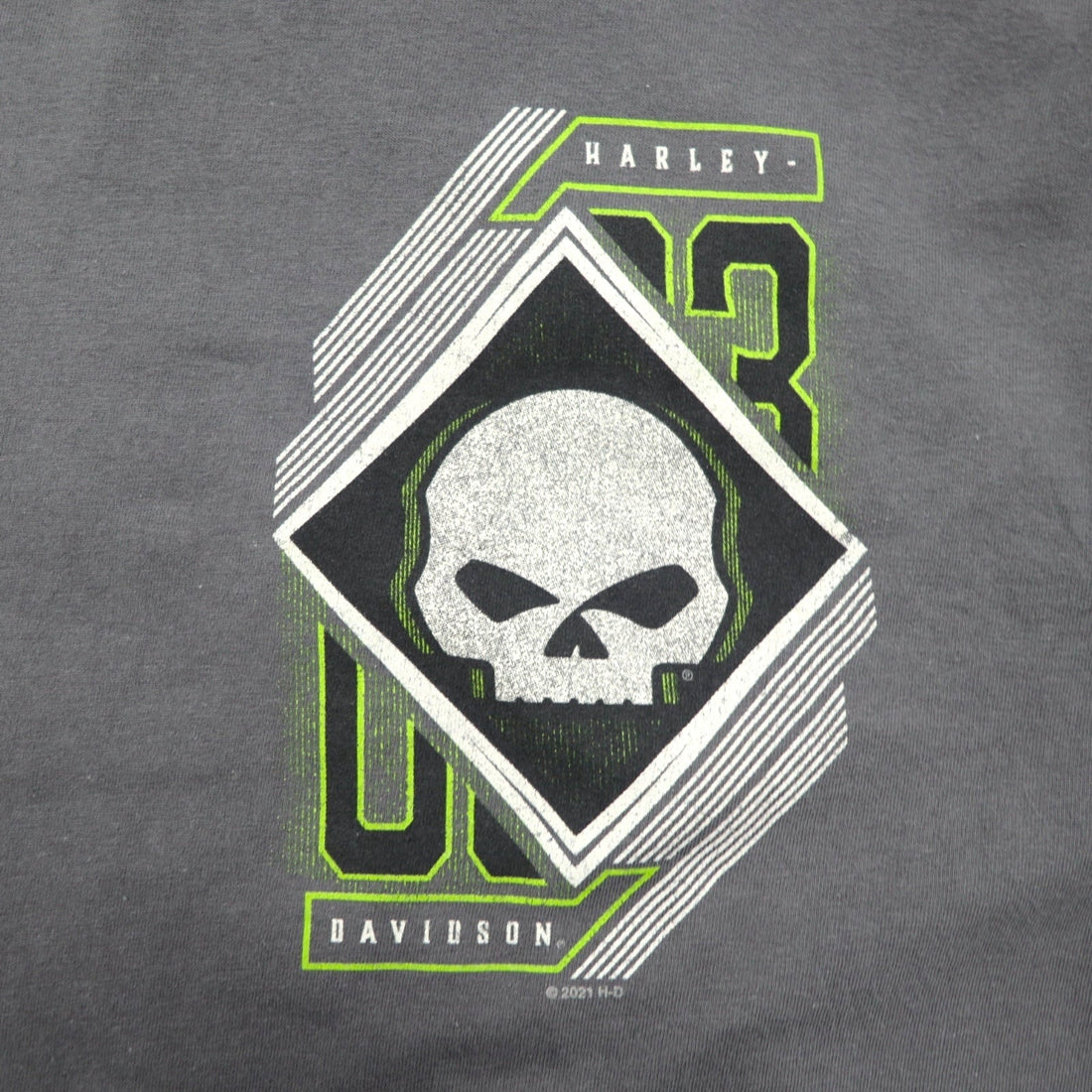 HARLEY DAVIDSON スカルプリント Tシャツ 2XL グレー コットン ALAMO CITY ハイチ製