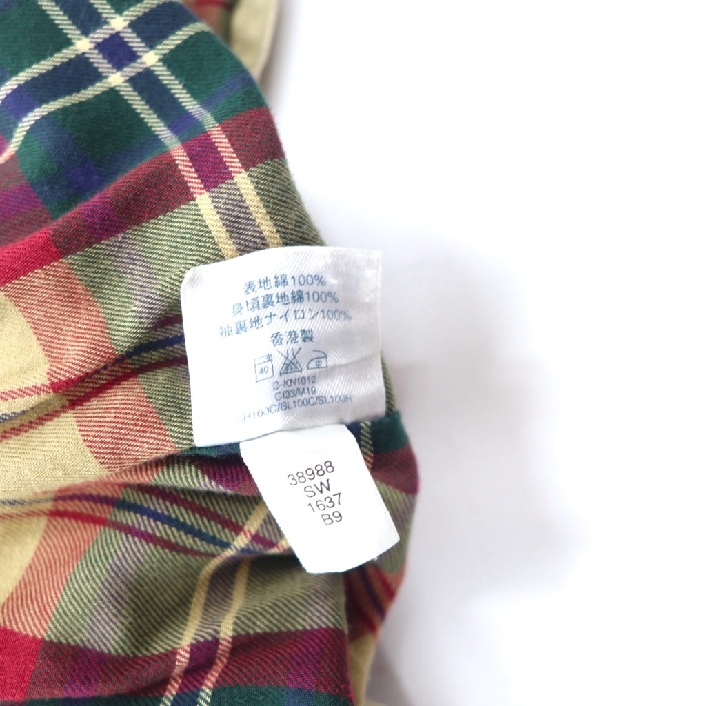 LANDS' END 90s Corduroy Collar Hunting Jacket Chore Coat Coverall L Beige Cotton Check Lining