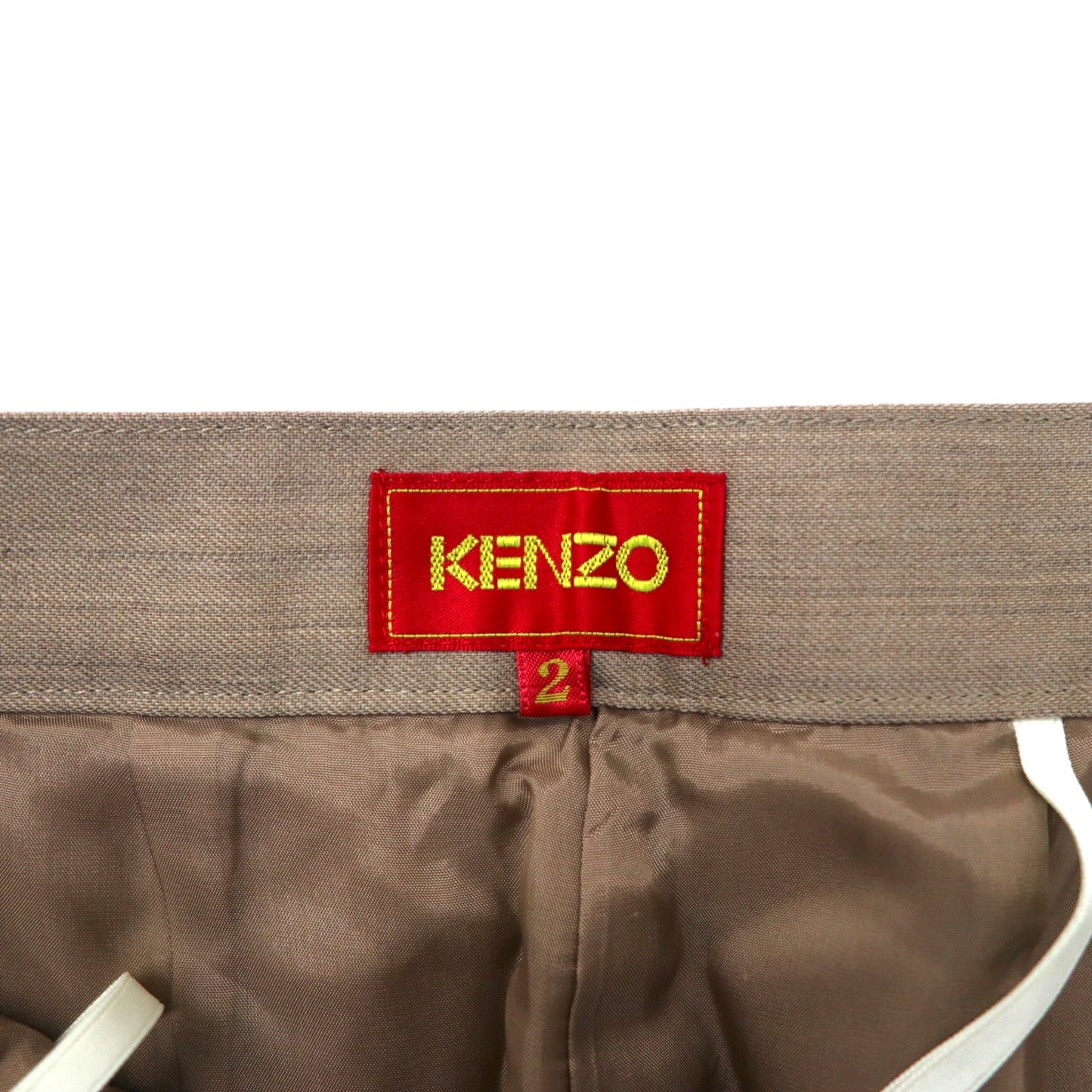 KENZO センタープレス ワイドテーパード スラックスパンツ 2 ベージュ ウール シルク混 オールド 日本製