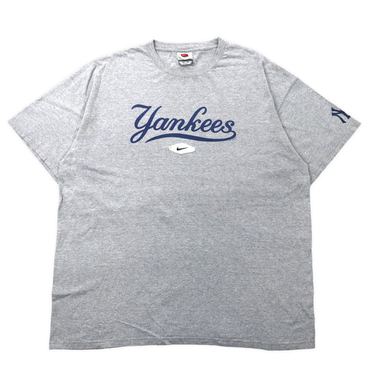 NIKE TEAM ニューヨーク ヤンキース プリントTシャツ XXL グレー New York Yankees コットン ビッグサイズ 00年代