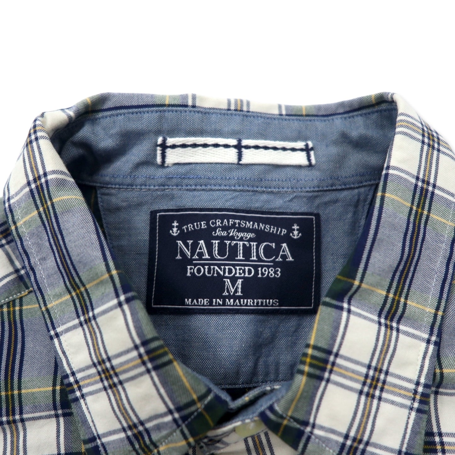 NAUTICA チェックシャツ M ネイビー マルチカラー タータンチェック コットン モーリシャス製