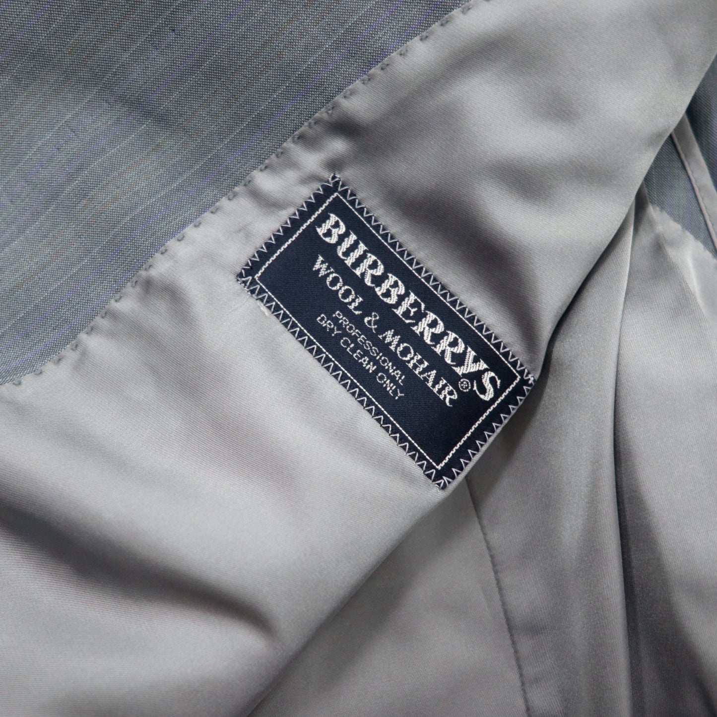 Burberrys オールド ダブル スーツ セットアップ AB5 グレー ブルー ウール モヘア混 日本製