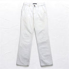 INCOTEX Romanian denim pants, M, white, cotton, TOMM SLIM, leather patch, zipper fly