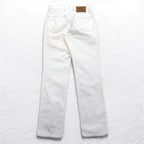 INCOTEX Romanian denim pants, M, white, cotton, TOMM SLIM, leather patch, zipper fly