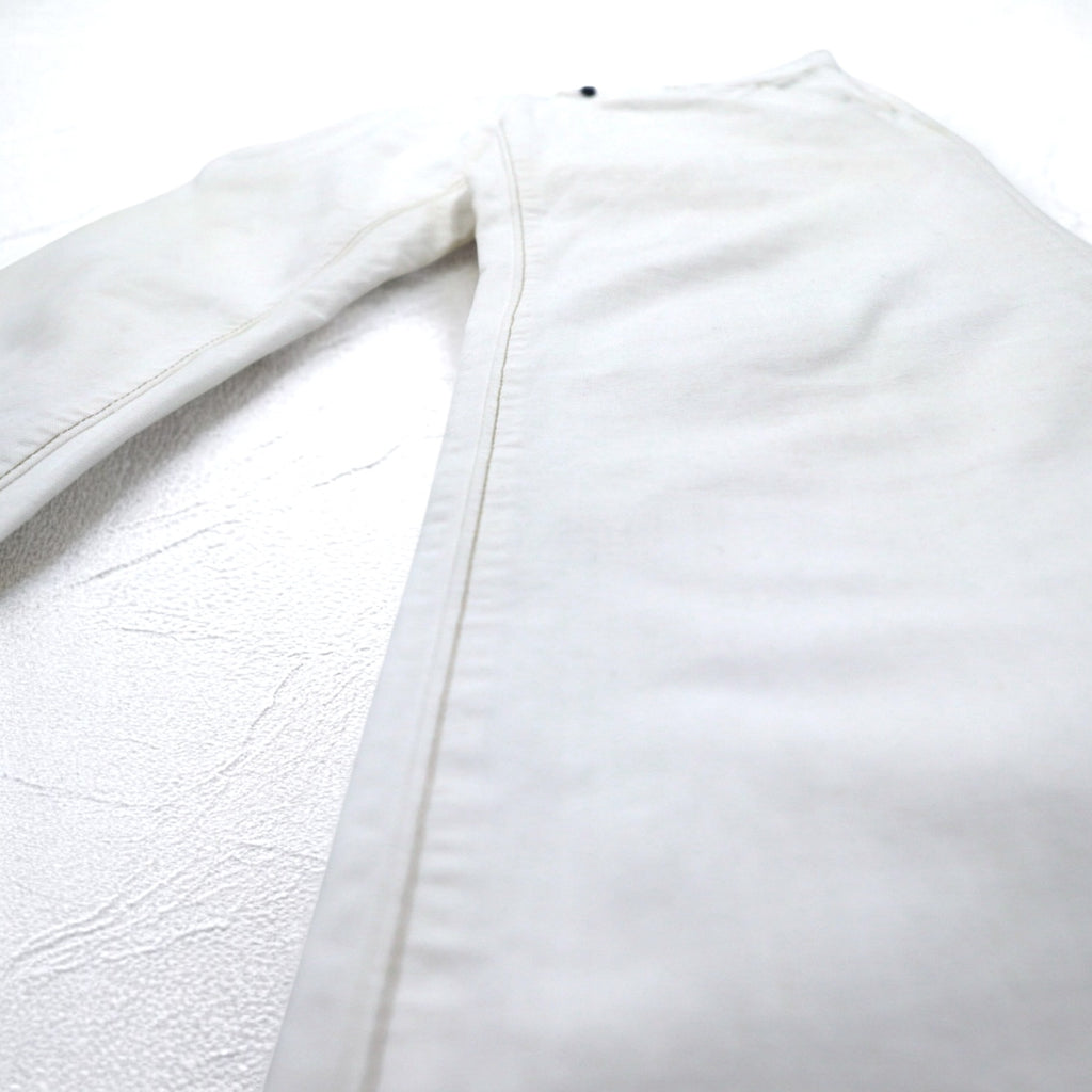 INCOTEX Romanian denim pants, M, white, cotton, TOMM SLIM, leather patch, zipper fly