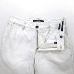INCOTEX Romanian denim pants, M, white, cotton, TOMM SLIM, leather patch, zipper fly