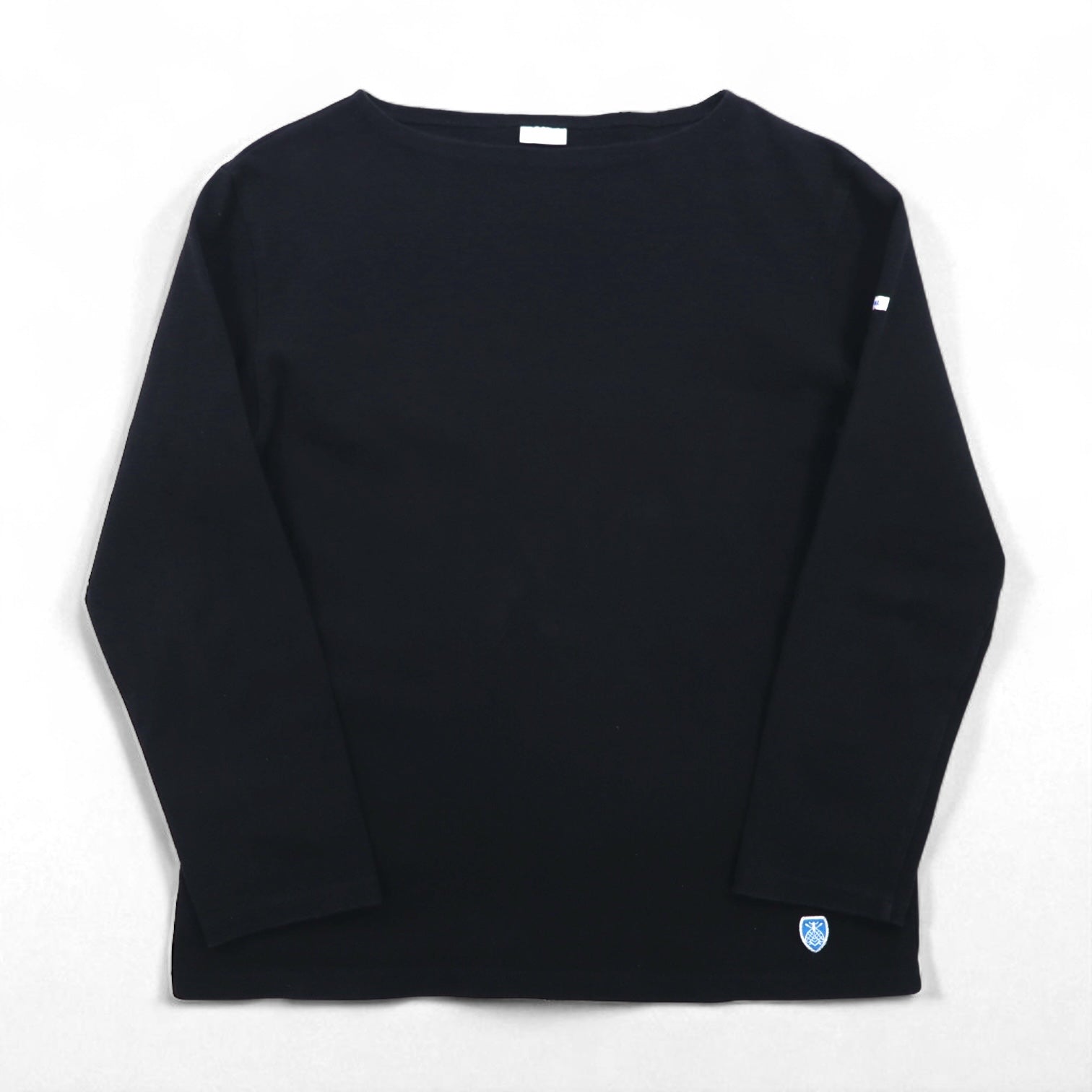 ORCIVAL French-made Basque Shirt, Boat Neck, Long, Black, Cotton, H19, 954047